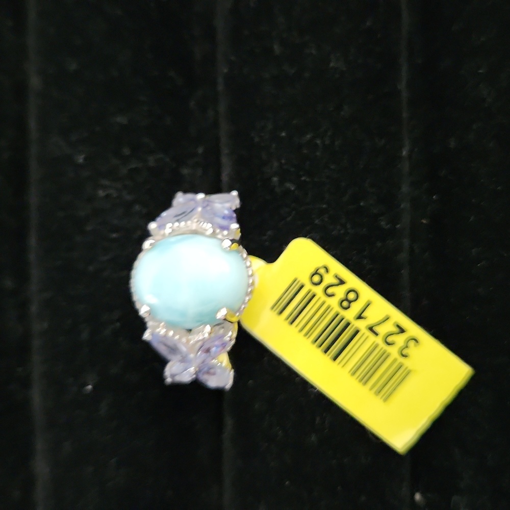 Larimar and genuine tanzanite ring